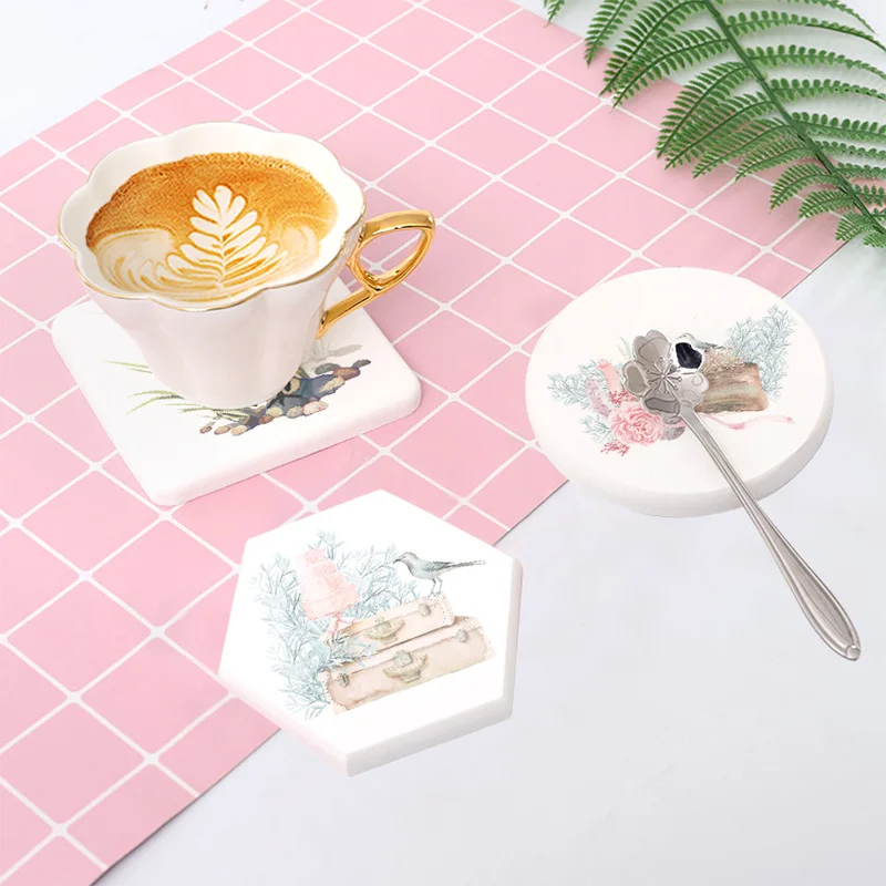 

Diatomite cup pads for water absorption anti-ironing diatomite tea mat table creative thermal insulation pad silicone placemat