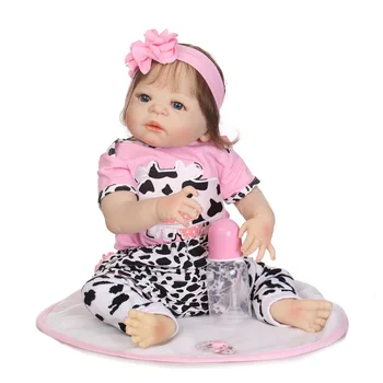 

Full Rubber Simulation Baby Girls Lovely Small Cow Toys Gift Originality Toys Silicone Reborn