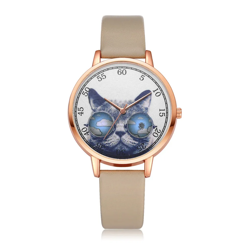 Lvpai Cat wrold cap часы женские роскошные кожаные высокого качества браслет Кварцевые часы для женщин платье наручные часы женские часы горячая распродажа - Цвет: Khaki