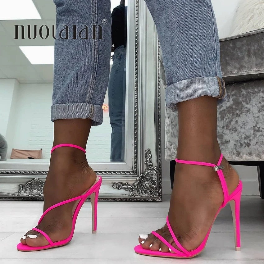 2019 Summer women pumps ankle strap high heel pumps shoes for women sexy peep toe high heels sandals party wedding shoes woman