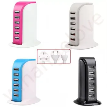 

6 USB Ports Multi Charging Port Desktop Multi Function Wall Fast Charger Station AC Power Adapter for iphone for samsung
