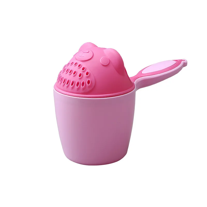 Новорожденный ребенок душ Шампунь чашка Bailer Baby Shower детский мультяшный медведь чашка для купания вода ложка Мытье Ванны чашка для 2 цветов - Цвет: Розовый