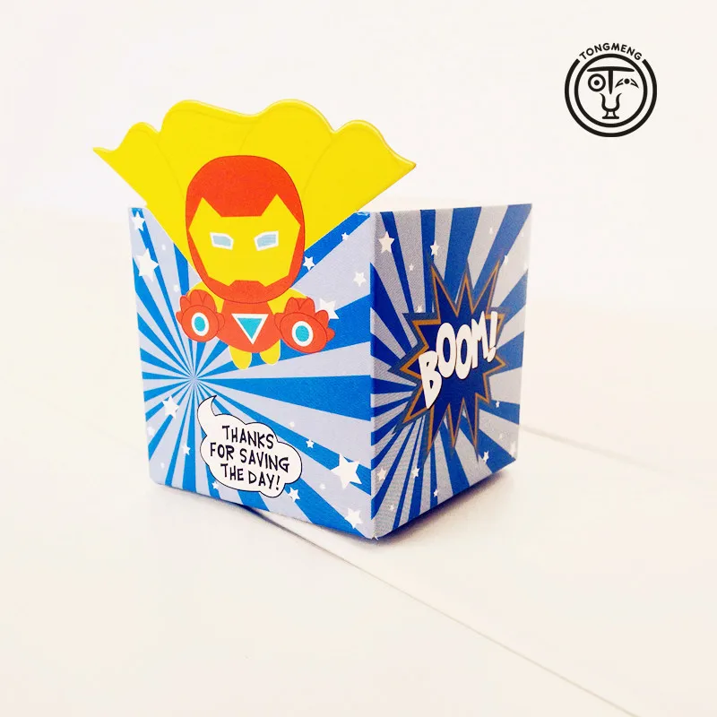 12 шт./лот, супергерой Мстители, Супермен, Бэтмен, коробка для конфет, коробка для попкорна, Подарочная коробка, украшения для дня рождения, Детские вечерние принадлежности