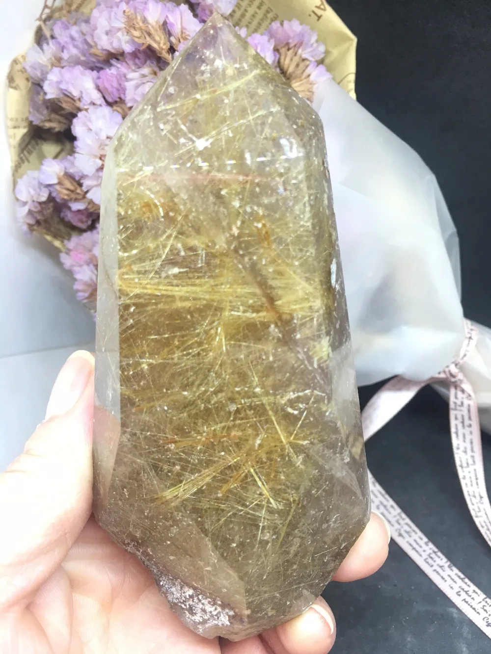 

306 grams natural beauty unique golden crystal pillars.
