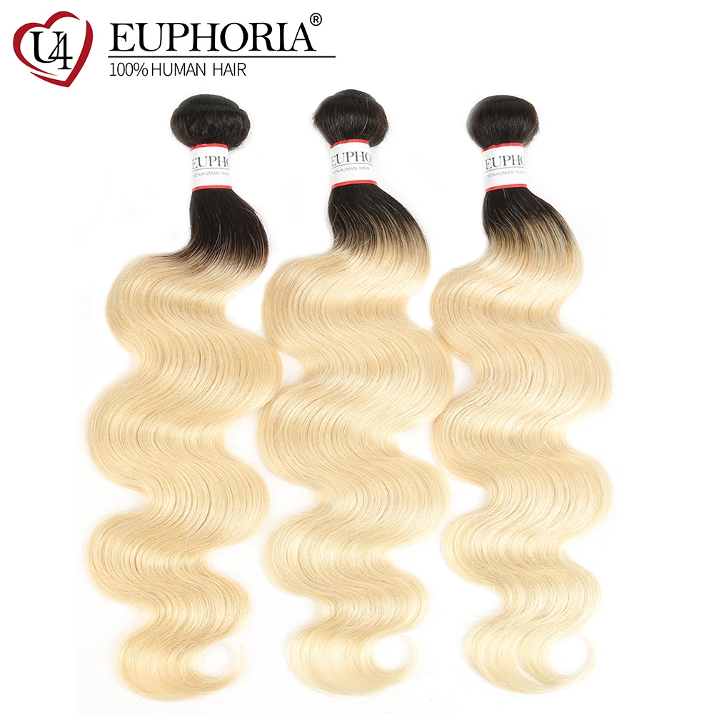 

Body Wave Human Hair Bundles Deal 1/3 PCS EUPHORIA Ombre Blonde 613 Color Hair Weft Extensions 8-26inch 100% Remy Hair Weaving