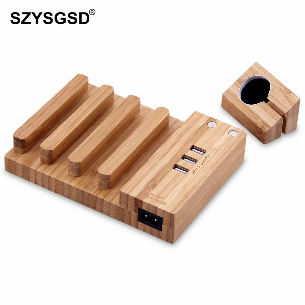 SZYSGSD зарядное устройство для сотового телефона док-станция для Apple Watch 4 3 бамбуковая подставка деревянная зарядная станция для iPhone 8 7 Plus 6s для samsung stand