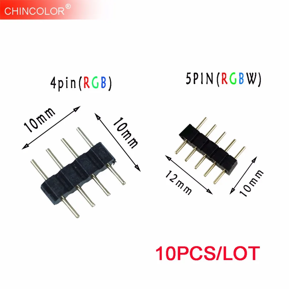 10PCS 4 Pin 5Pin Needle RGB RGBW Connector Adapter Male Double Insert For RGB RGBW 5050 3528 LED Strip Light Long lifespans JQ