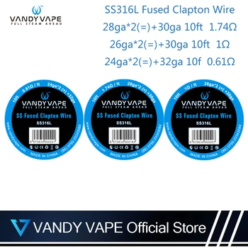 

Original Vandy vape Fused Clapton SS316L Wire 1.74ohm / 1ohm / 0.61ohm For Vandyvape RBA Tank Electronic cigarette Atomizer