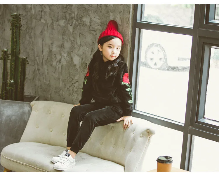 spring autumn winter hooded velour kids girl clothes coats pants sets sports little big girls clothing sets spring autumn 2017 black tops and pants  4 5 6 7 8 9 10 11 12 13 14  years old little big teenage girls set girl 2017 child girl set girl (1)