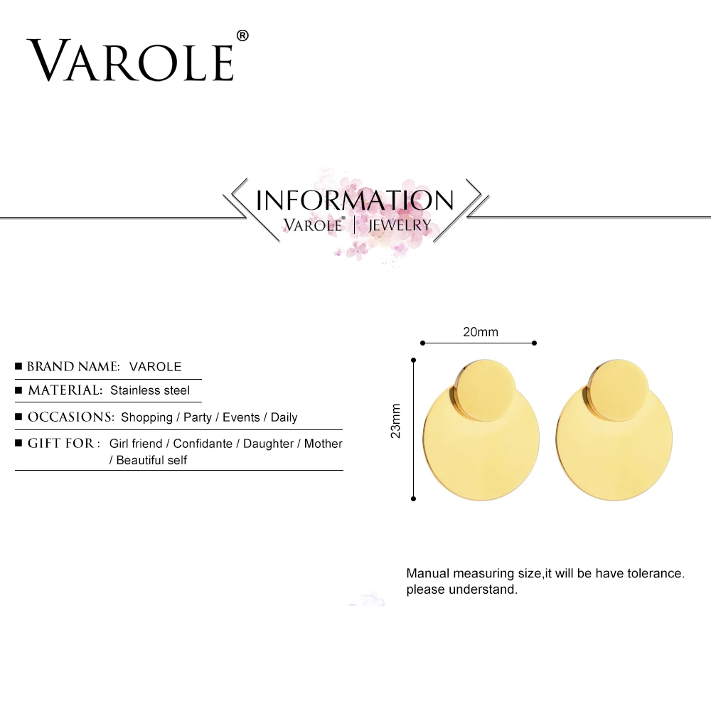 VAROLE, двойные круглые серьги, матовые золотые для ушей, стальные серьги-гвоздики для женщин, серьги-гвоздики, ювелирные изделия, Oorbellen Brincos