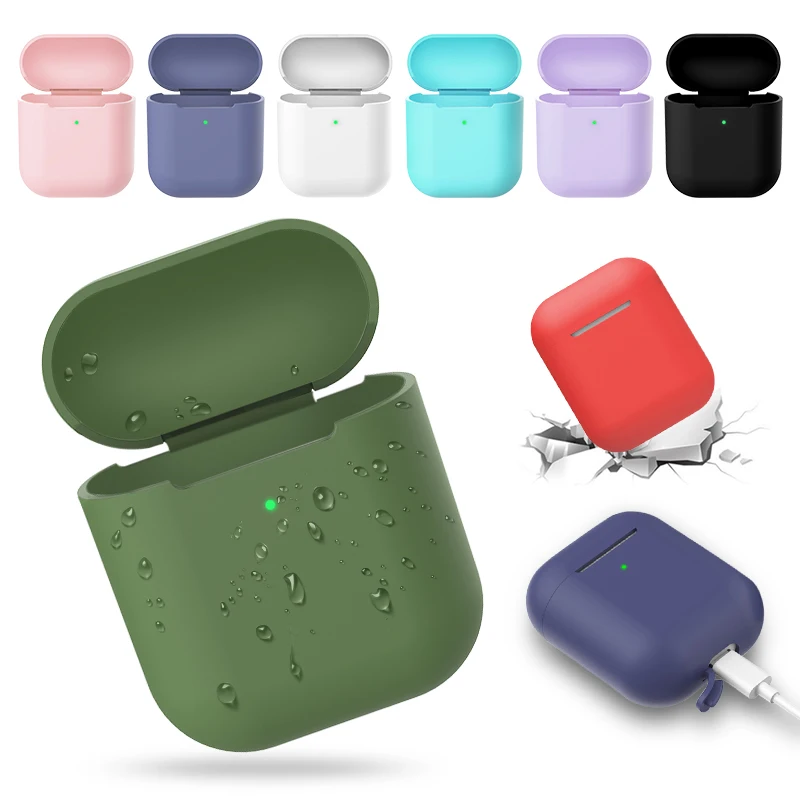 Чехол для беспроводных Bluetooth наушников Apple Airpods 2 мягкий силиконовый защитный