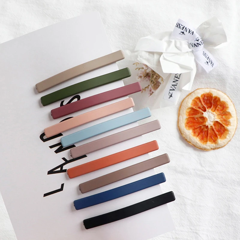 

Simple 10pcs set Girls scrub a word clip pure color macarons girl side clip sweet college wind bangs clip hairpin headdress