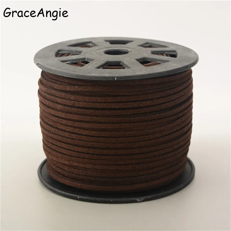 5Meter/Roll 2.6x1.5mm Flat Faux Suede Korean Velvet Leather Cord String Rope Lace Thread DIY Bracelet Necklace Jewelry Findings - Цвет: YW343Coffee