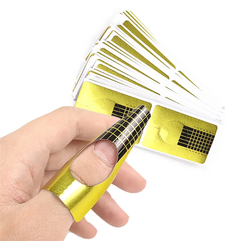 

100pcs Pro French Nail Form Tips Nail Art Form Acrylic Tip Gel Nails Sticker Extension Curl Form For Nail Polish Guide