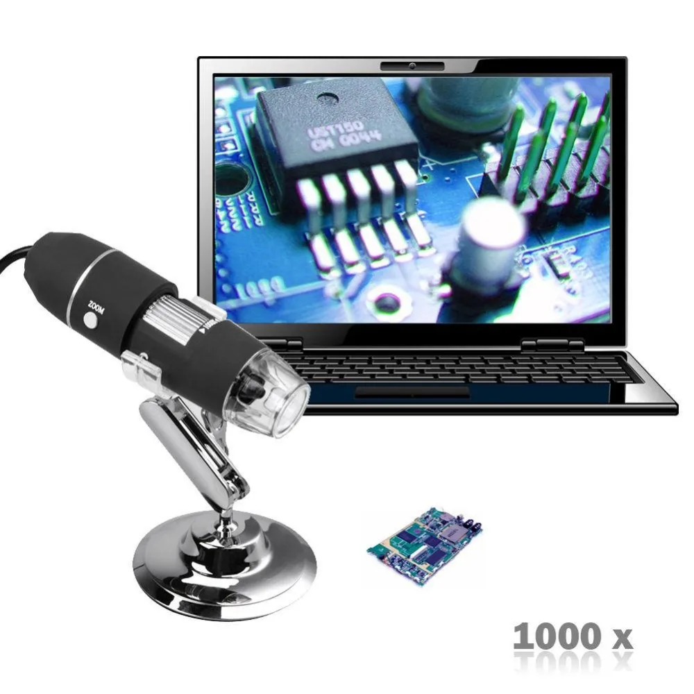 Jetery 2MP 1000X 8LED USB портативный цифровой микроскоп Видео камера лупа+ подставка Мега пиксель микроскопио Лупа эндоскоп