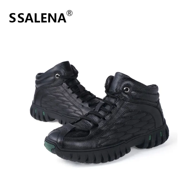 

Men Winter Lace Up Ankle Boots Male Soft Leather Motorcycle Boots Shoes Men Thick Bottom Wearable High Top Shoes AA60527