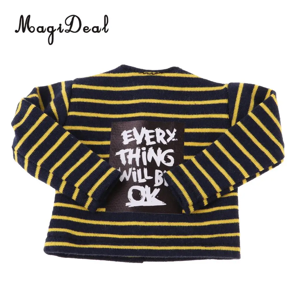 1/6 Doll Long Sleeved T-shirt Striped Tops for Blythe Costume Garment Accessory Girls Pretend Play Toy Gift