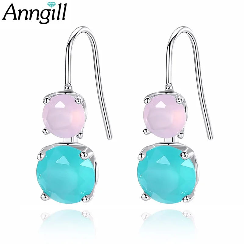 

ANNGILL Promotions Trendy Pink Green CZ Stone Drop Earrings For Women Girl Charm Earring Lovers' Gift Friends Jewelry