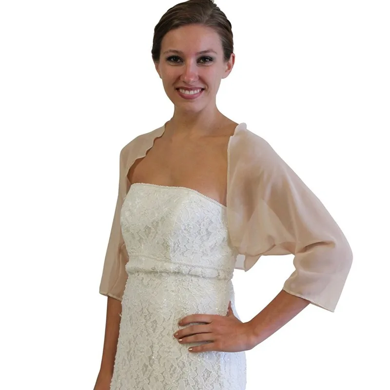 2018 Cause Long Chiffon Jacket Women Three Quarter Sleeves Summer Mother of The Bridals Dress Wraps Women Bolero Real
