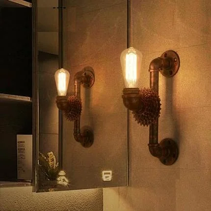 Loft Style Iron Gear Water Pipe Lamp Industrial Vintage Wall Light Fixtures Home Bedside Edison Sconce Indoor Lighting | Лампы и