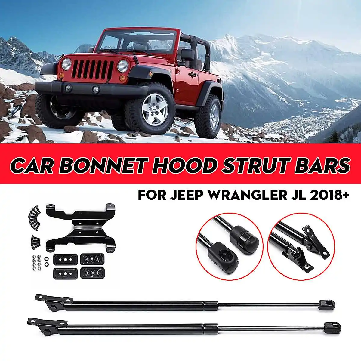 

1Set Car Front Engine Cover Bonnet Hood Shock Lift Struts Bar Support Rod Arm Gas Spring Bracket For Jeep Wrangler JL 2018 2019