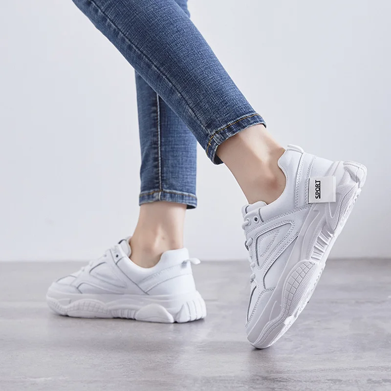 

SARAIRIS Ins Leisure Cow Genuine Leather Women Shoes Woman Casual Party Spring Flats Chunky Sneakers Shoes Woman