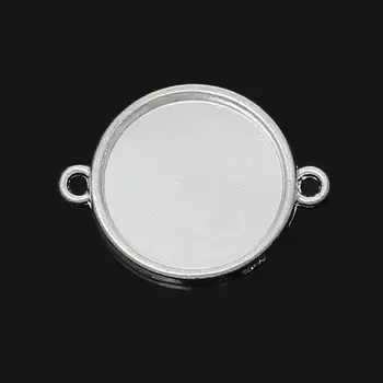 

DoreenBeads Connectors Findings Round silver color Cabochon Settings(Fits 18.0mm)27.0mm x 21.0mm,50 PCs