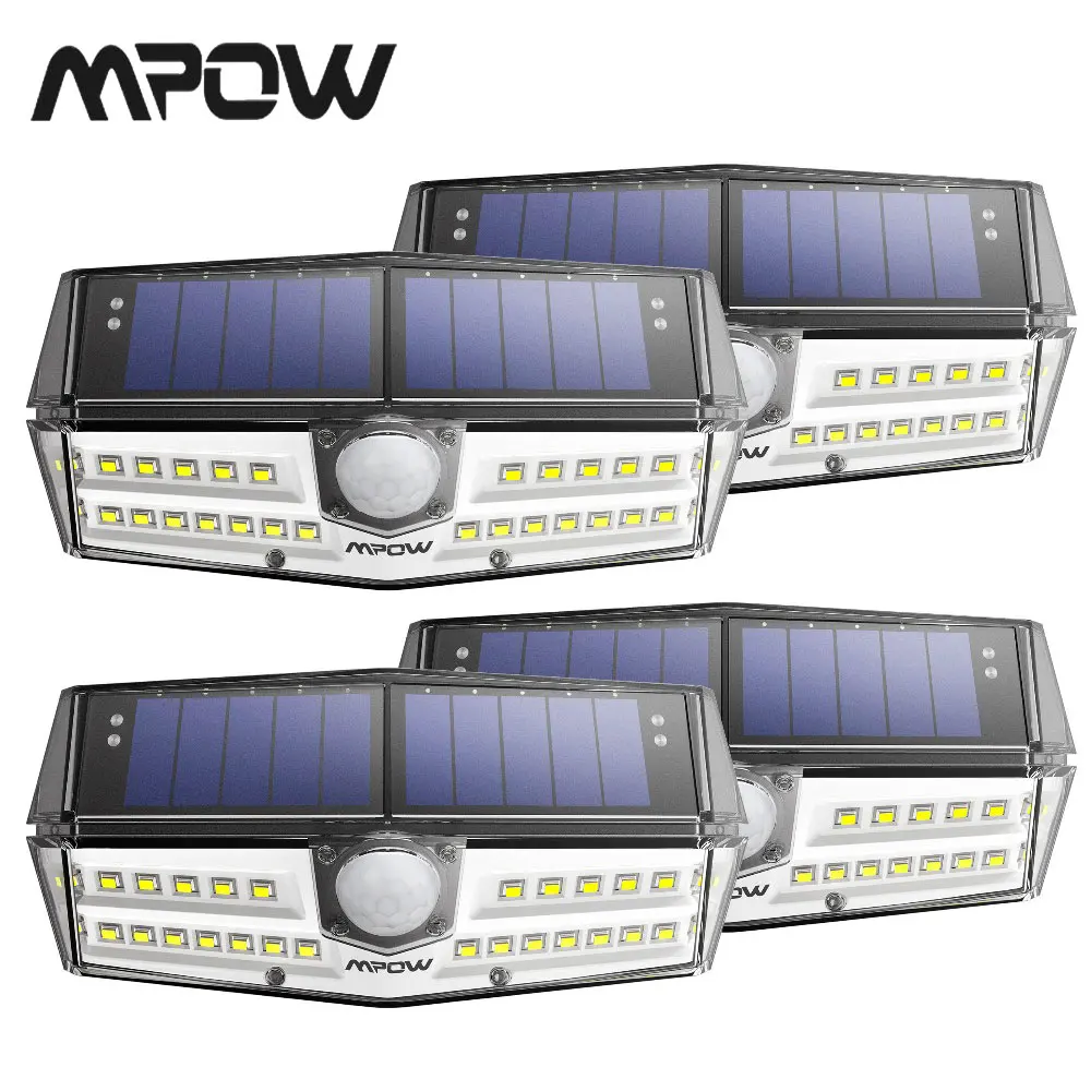 

4 Pack Mpow 30 LED Motion Sensor Solar Light IPX6+ Wall Lamp 120 Wide-angle Sensor Outdoor Lights Luz Solar Led Para Exterior