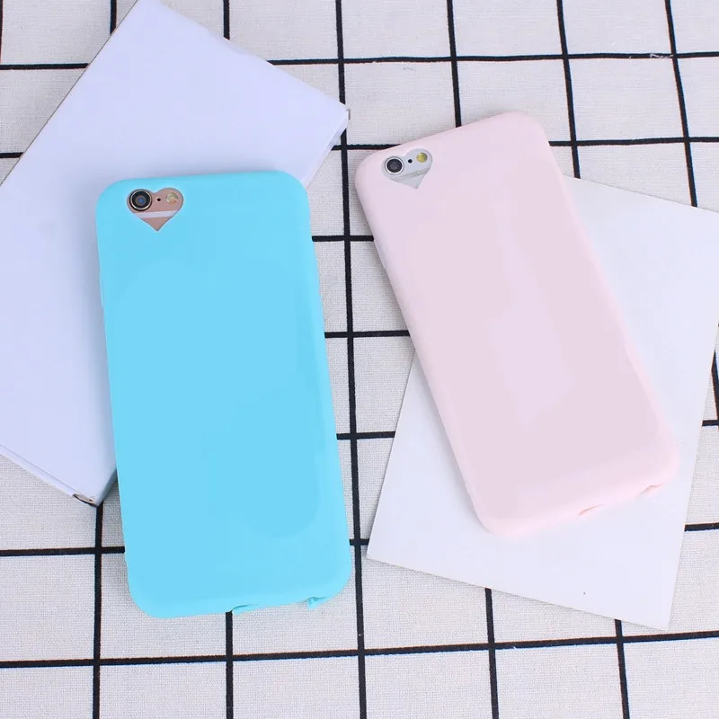Case For iPhone 6 6S 7 8 Plus Back Cover Heart Pink Candy Colors TPU Soft Protector Phone Iphone 5S Shell |