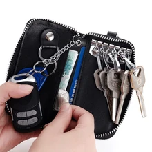 Роскошный автомобильный мужской держатель для ключей из натуральной коровьей кожи, женская сумка-Органайзер для автомобиля, маленький кошелек на молнии для карт, деловой высококачественный Карманный чехол