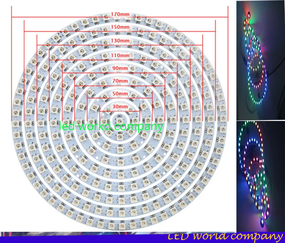 WS2812B кольцо 1, 8, 12 лет, 16 24 32 40 48 60 93 241 биты светодиодный s WS2812B SK6812 5050 цветное светодиодное кольцо 5050 встроенный RGB доступный DC5V