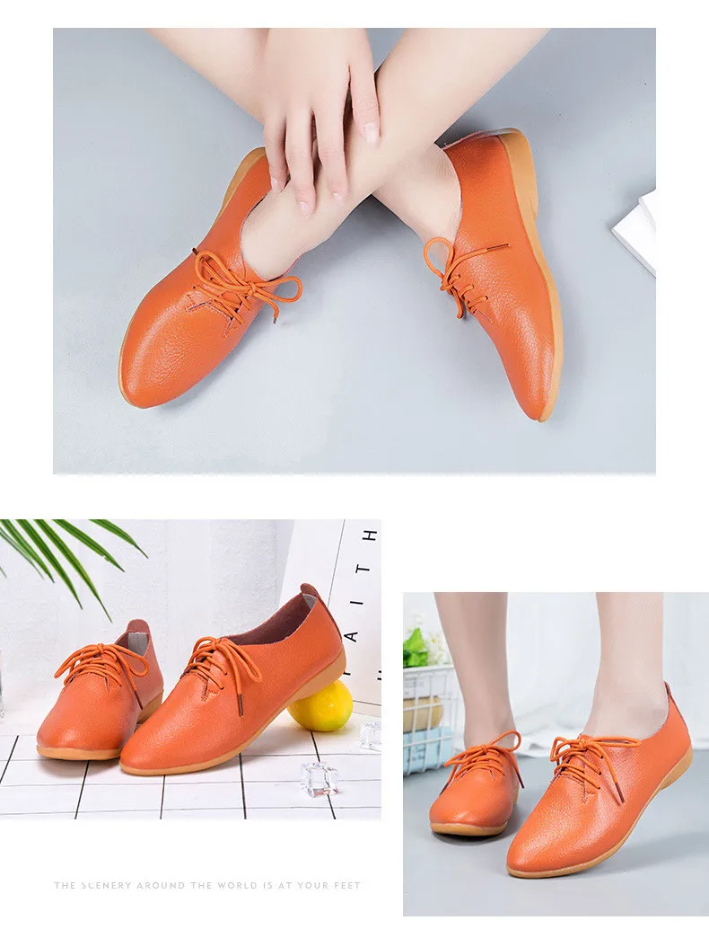 STS Brand Spring Women Genuine Leather Shoes Women Ballet Flats Lace up Chaussures Femme Fazz Oxford Flats Sneakers Pointed Toe (6)