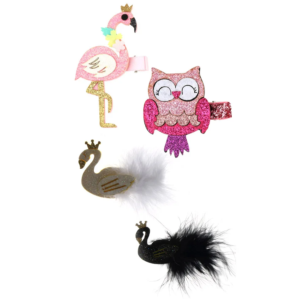 

1PC Cartoon Flamingo/Swan/Owl Hairpins Barrettes Headwear Hair Clips Care Styling Tools Accessories For Kids Baby Girls