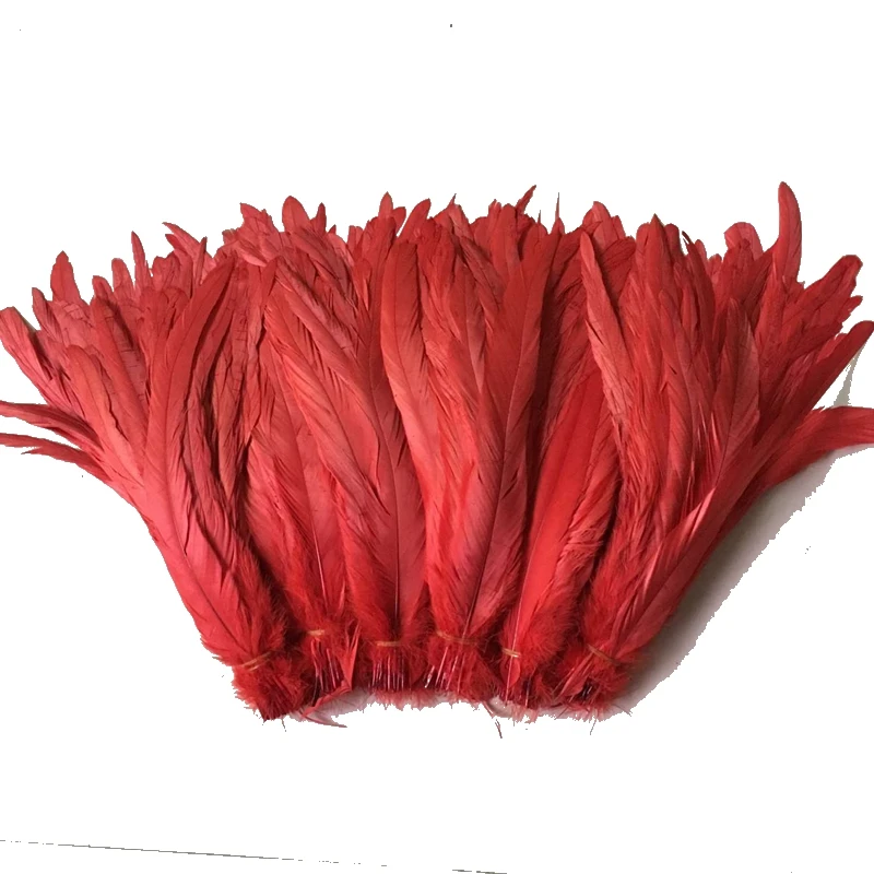 

Factory Wholesale 500pieces/lot 35-40cm(14-16inch) Length Top Quality Red Dyed Rooster Tail Feathers