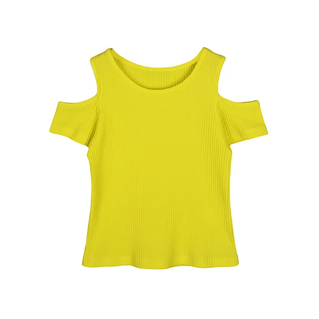 yellow off shoulder tops for girls clothes kids short sleeve t shirts ...