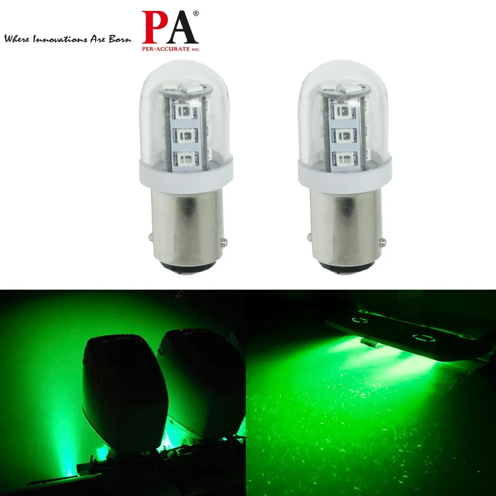 

PA LED 2pcs x 1142 Ba15d 15SMD 9-32V Super Green Garboad LED Boat Drain Plug Navigation Marine light