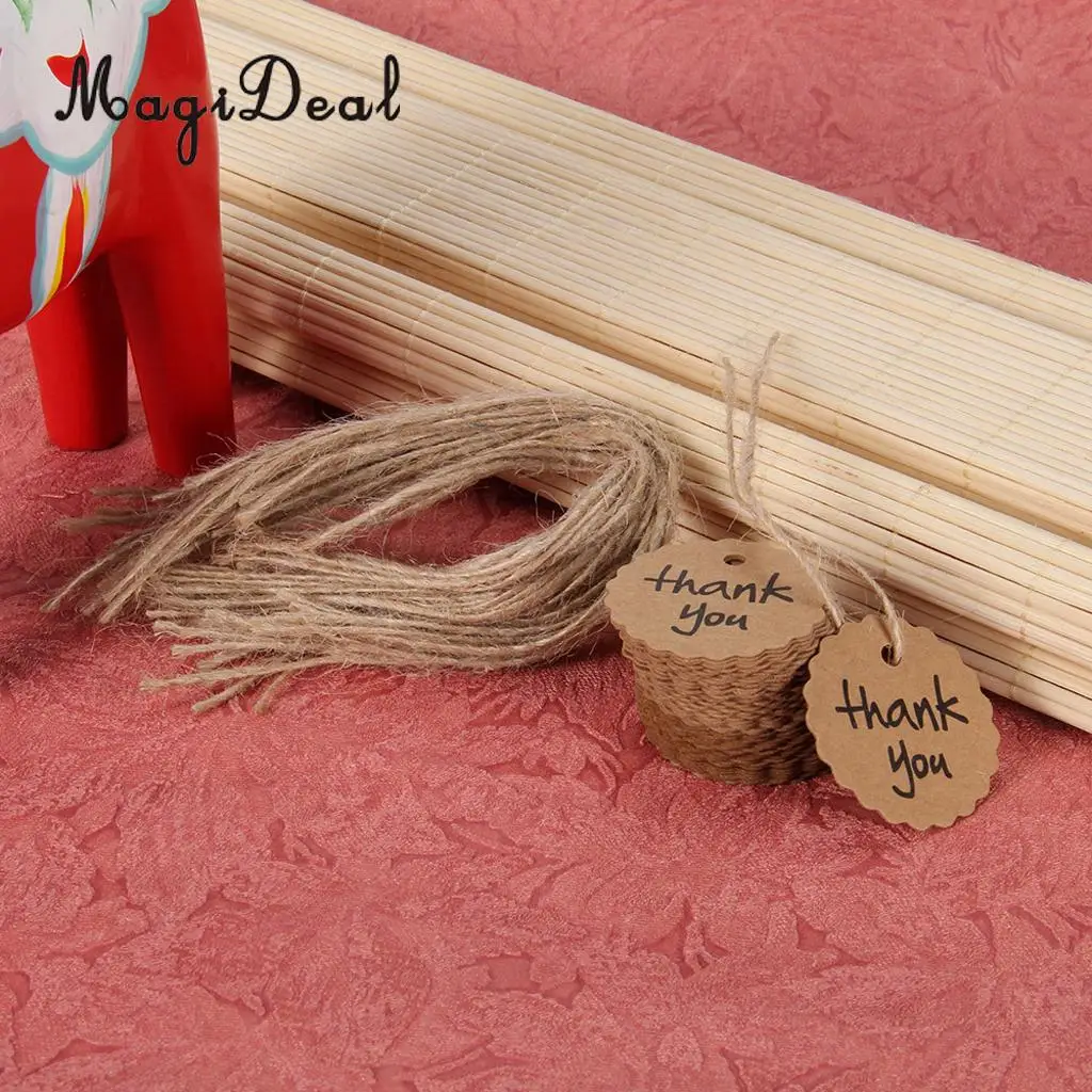 MagiDeal 100pcs Kraft Paper Gift Tags w/ String Christmas Wedding Thank You Cardstock