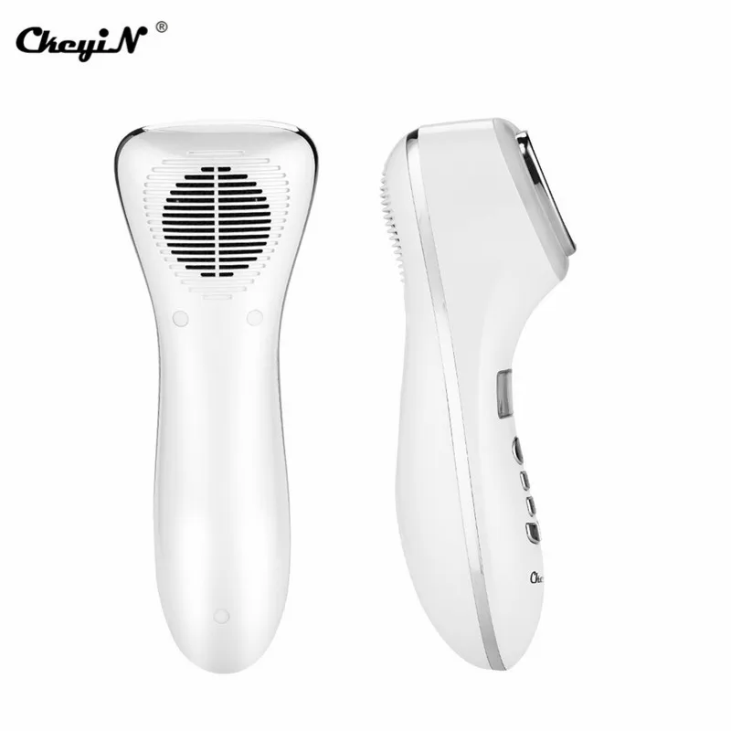 Cuidados com a Pele Dispositivo da Beleza Ckeyin Quente Frio Martelo Rosto Massageador Vibração Ultra-sônica Led Luz Fóton Limpeza Profunda Facial Purificador & 16 vibração ultra-sônica led luz fóton limpeza profunda