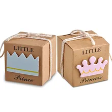 20/40pcs Kraft Paper Candy Box Baby Shower Gifts For Guest Kid Birthday Party Babyshower Boy Girl Gift Box 1th Party Supplies