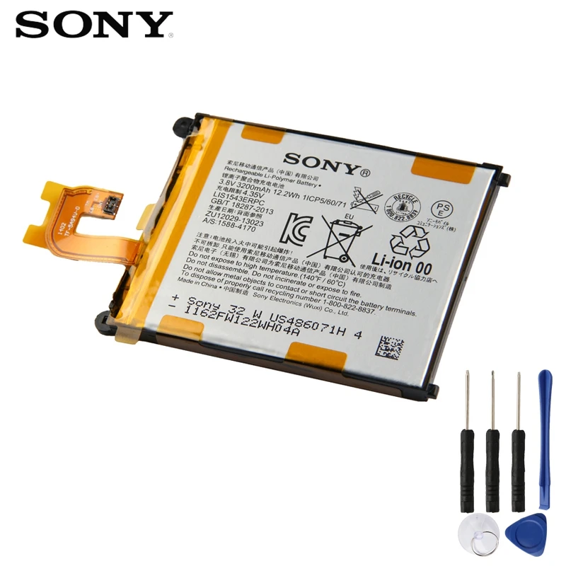 Оригинальная сменная батарея sony LIS1543ERPC для sony Xperia Z2 SO-03 D6502 D6503 L50w Sirius, настоящая батарея для телефона 3200 мАч