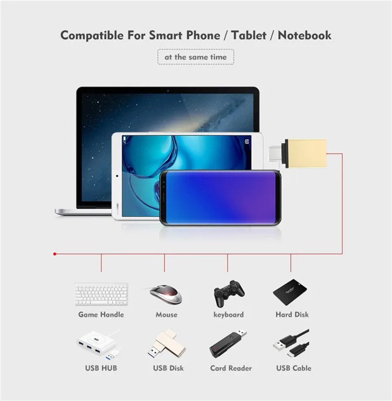 Адаптер USB Type C OTG конвертер для huawei P20 Mate 20 lite nova 3 4 honor 9 note 10 magic 2 play view mattebook