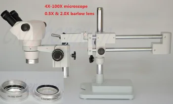 

FYSCOPE 4X-100X ! DOUBLE BOOM STAND BINOCULAR HEAD STEREO ZOOM MICROSCOPE