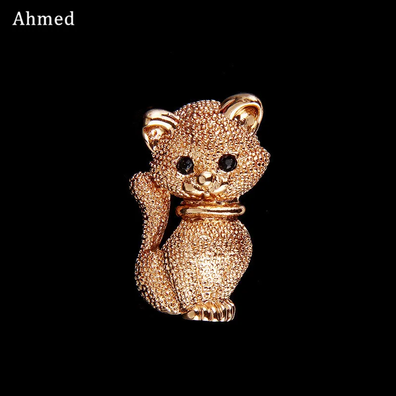 Мода от Ahmed милые маленькие золотые броши в виде кота Pin Up украшения для женщин