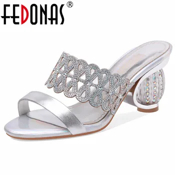 

FEDONAS Summer New Round Toe Strange Style Rome Women Sandals Concise Sexy High Heels Party Casual Genuine Leather Shoes Woman