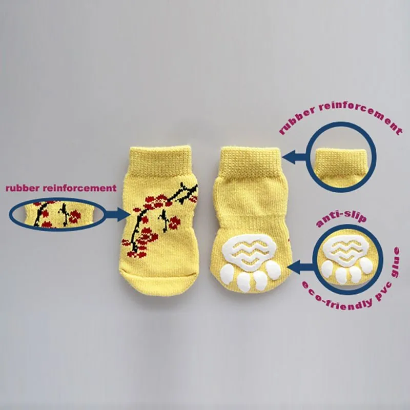 4 шт. носки для собак Мягкие хлопковые носки нескользящие резиновые сапоги в полоску Apparels