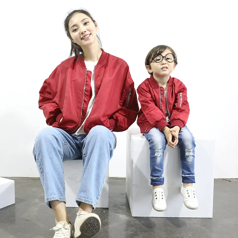 

Mommy Mum and Daughter Son Jackets Women Mother Kids Boy Girl Coat Family Baseball Jacket Family Matching Clothes Outwear 2018