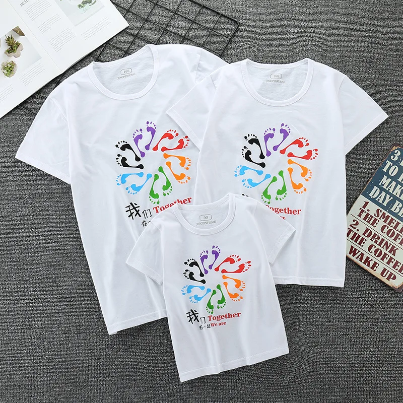 Летняя футболка для родителей и ребенка Новинка года, одинаковые комплекты для семьи из хлопка футболка с рисунком для мамы и ребенка, папы и ребенка одежда для детей - Цвет: 05