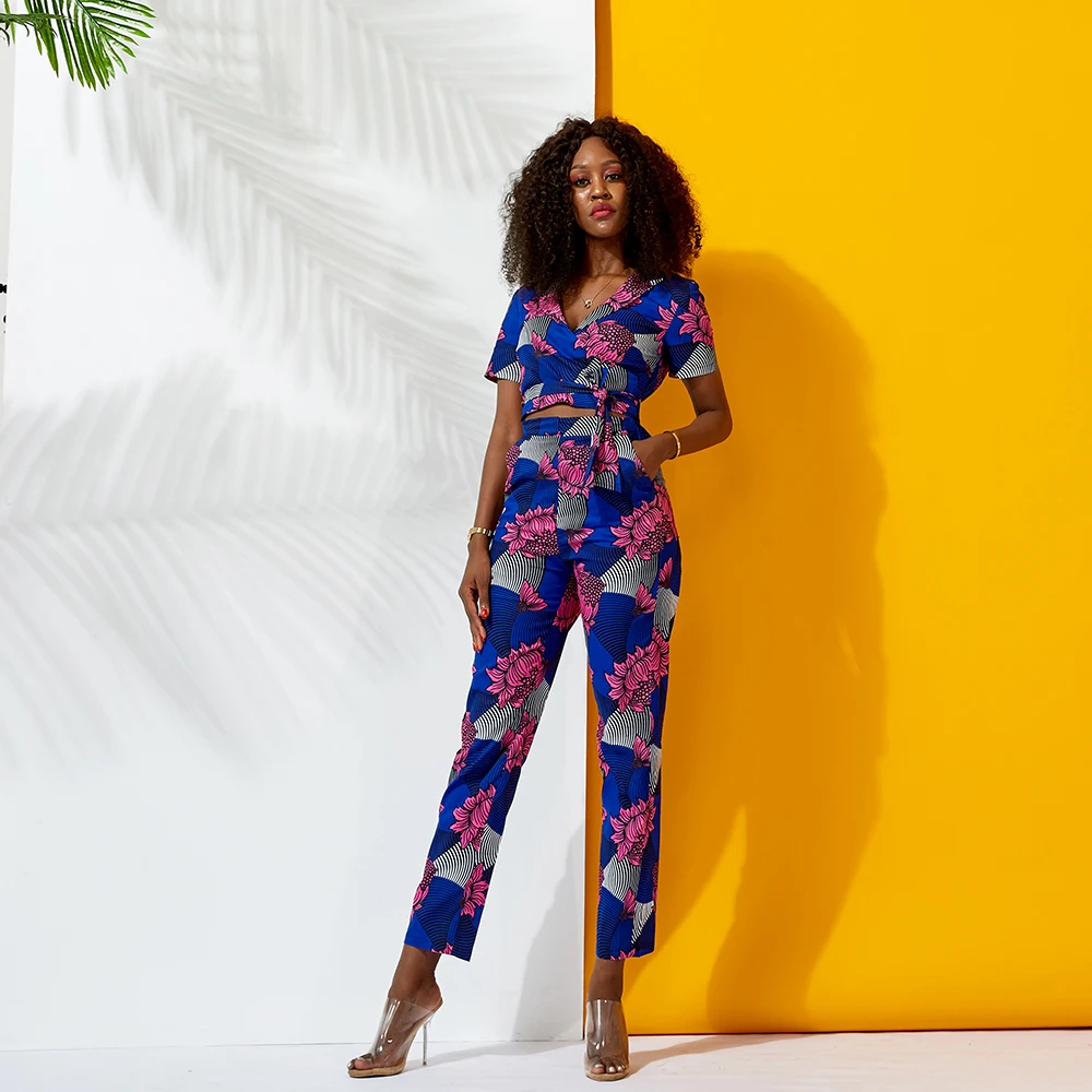 

african clothes for women jumpsuit sexy V Neck Collar Clothes cotton Wax print clothing african clothes
