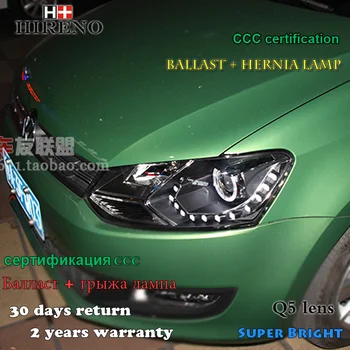 

Hireno Headlamp for 2011-2013 Volkswagen Polo Headlight Assembly LED DRL Angel Lens Double Beam HID Xenon 2pcs