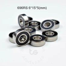 696RS 6*15*5(мм) 10 шт. Подшипник ABEC-5 подшипники 10 шт. резиновый герметичный Подшипник 696 696RS хромированный стальной подшипник